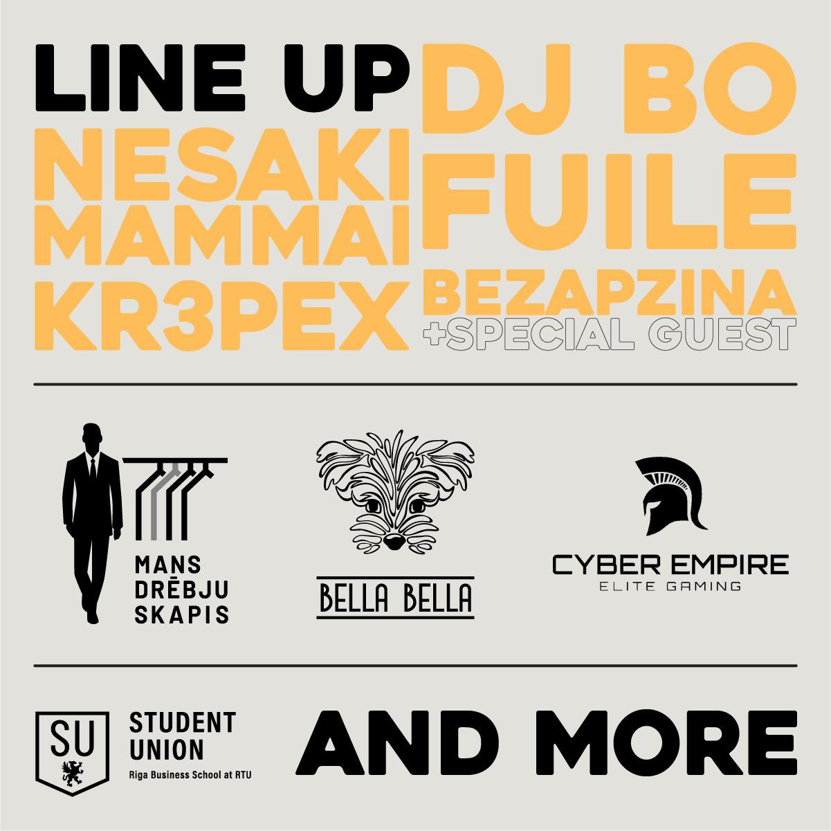 Line up - Nesaki mammai, Fuile, DJ Bo, KR3PEX